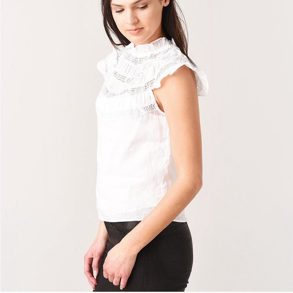 FRAME
Lace-Inset Short-Sleeve Blouse-M - Picture 2 of 9